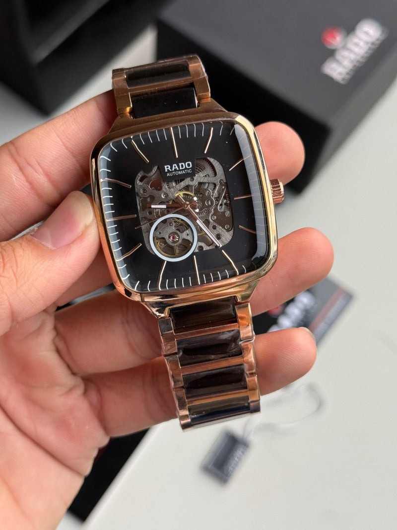 Rad o True Square Skeleton Automatic Rose Black