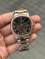 Cartie r Square Skeleton Automatic Rose Two Tone Black Dial