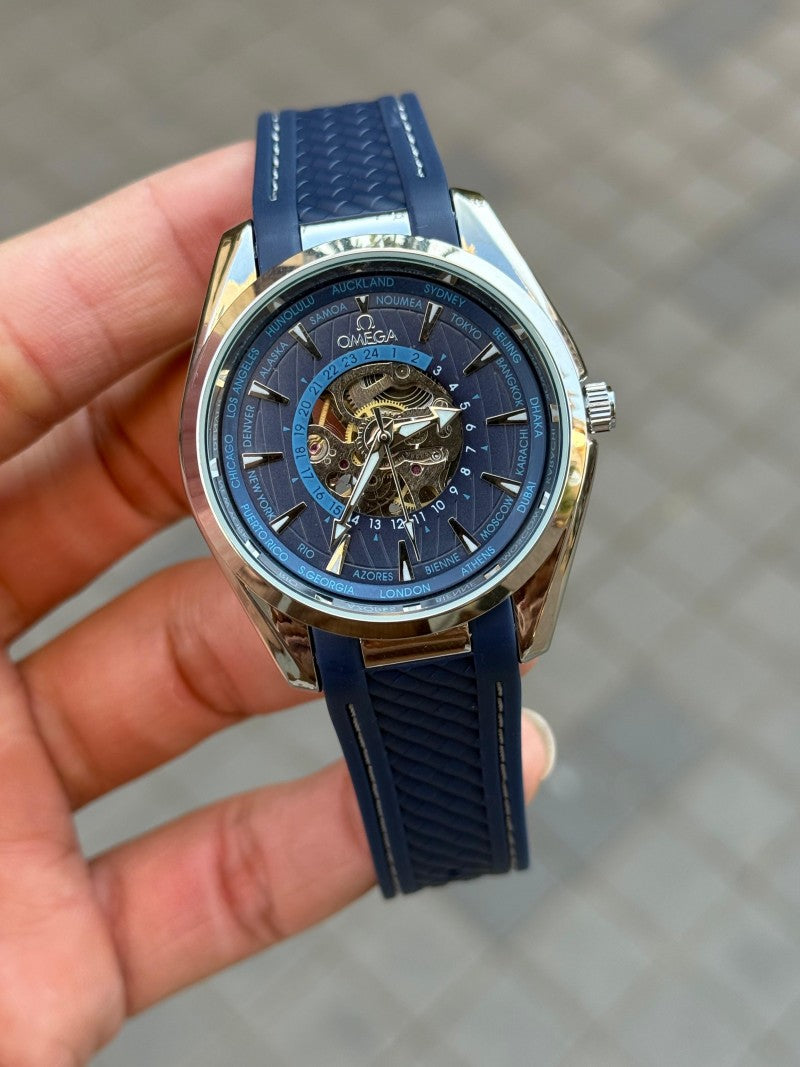 Omeg a Sea Master Aqua Terra World Timer Automatic Blue Silicone Main image