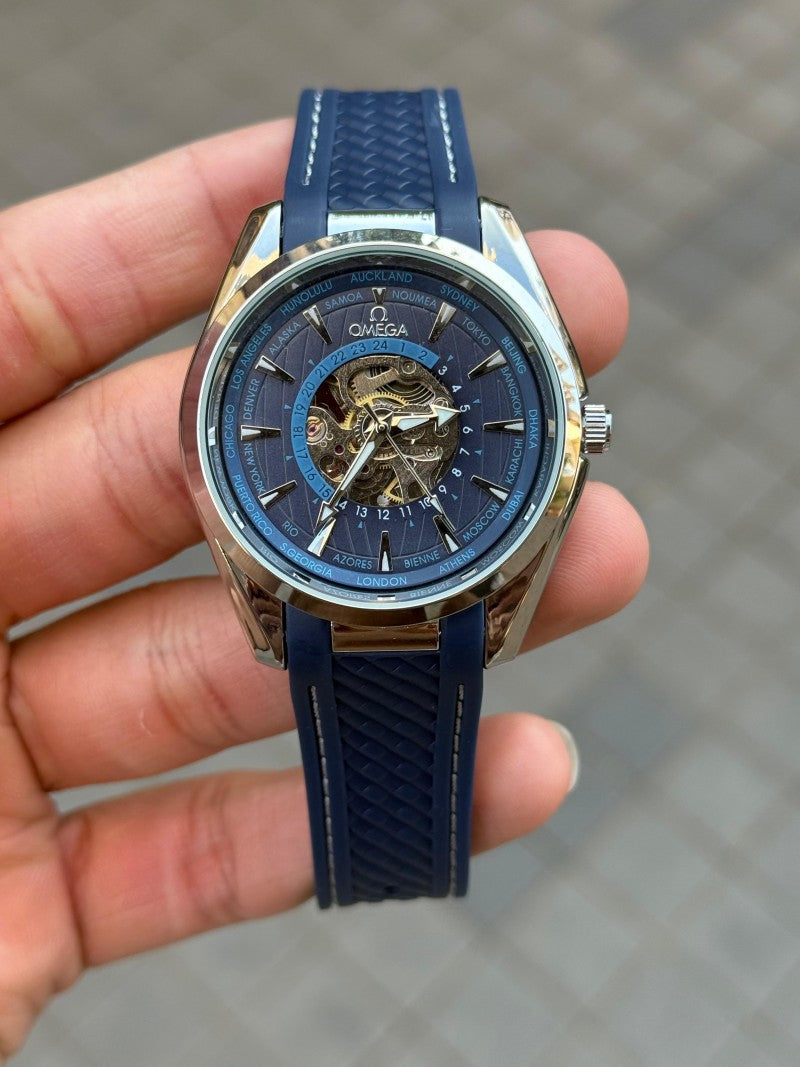 Omeg a Sea Master Aqua Terra World Timer Automatic Blue Silicone Secondary image