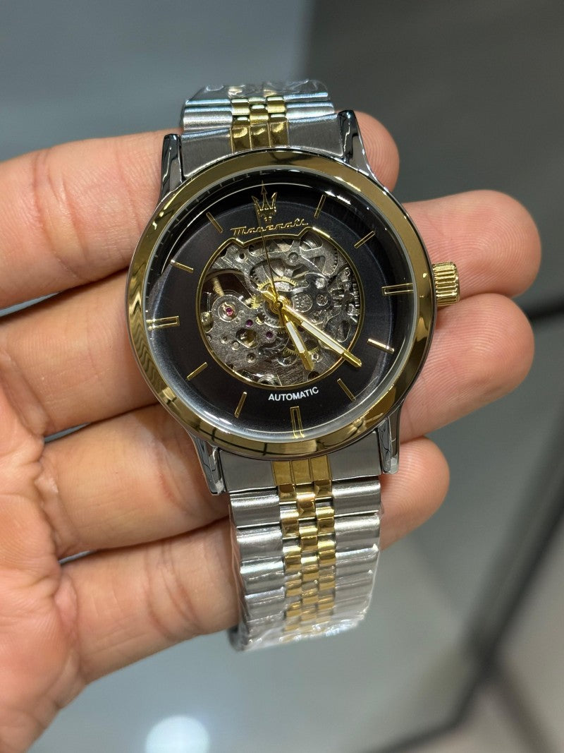 Maserat i Skeleton Automatic Two Tone Black Dial