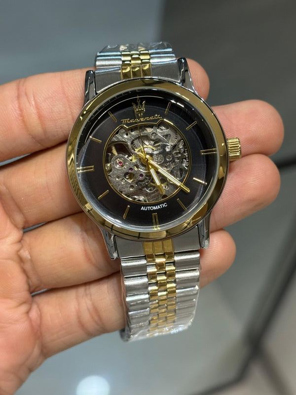 Maserat i Skeleton Automatic Two Tone Black Dial