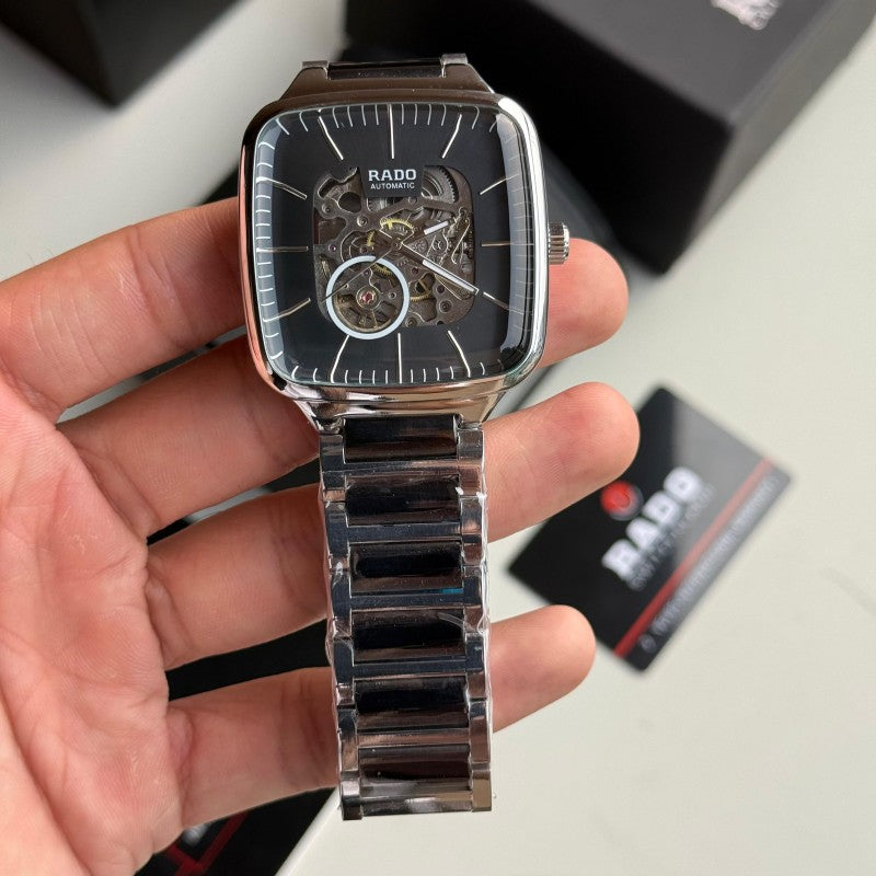 Rad o True Square Skeleton Automatic Silver Black