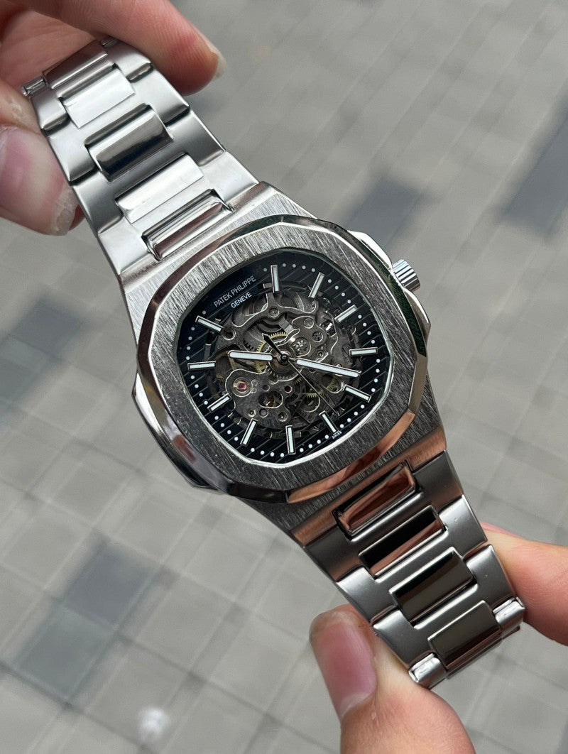 Patek Phillip e Nautilus Automatic Silver Black