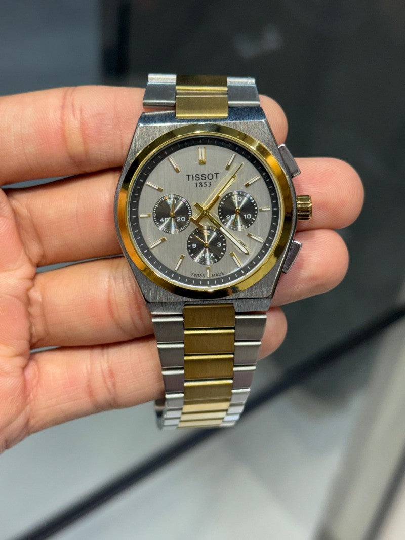 Tisso t PRX Chronograph Two Tone White Dial