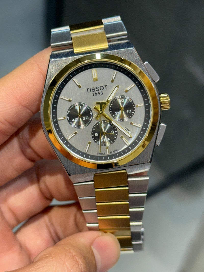 Tisso t PRX Chronograph Two Tone White Dial