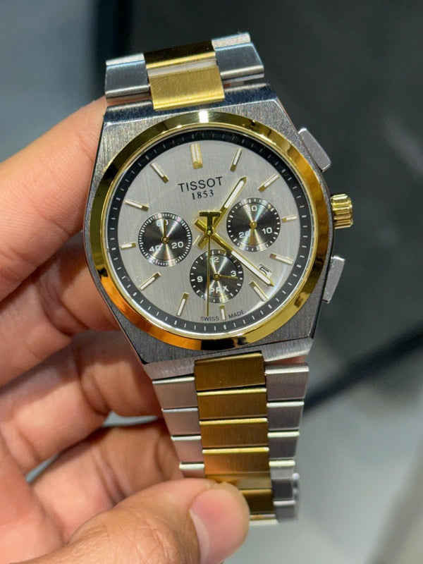 Tisso t PRX Chronograph Two Tone White Dial