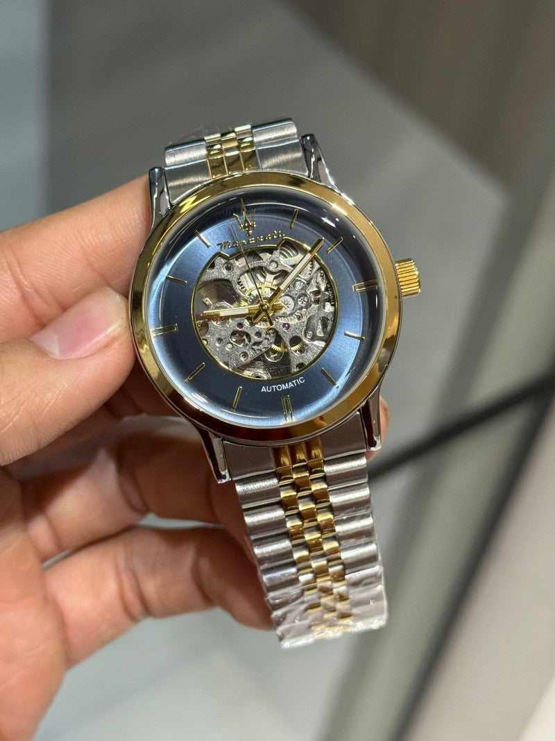 Maserat i Skeleton Automatic Two Tone Blue Dial