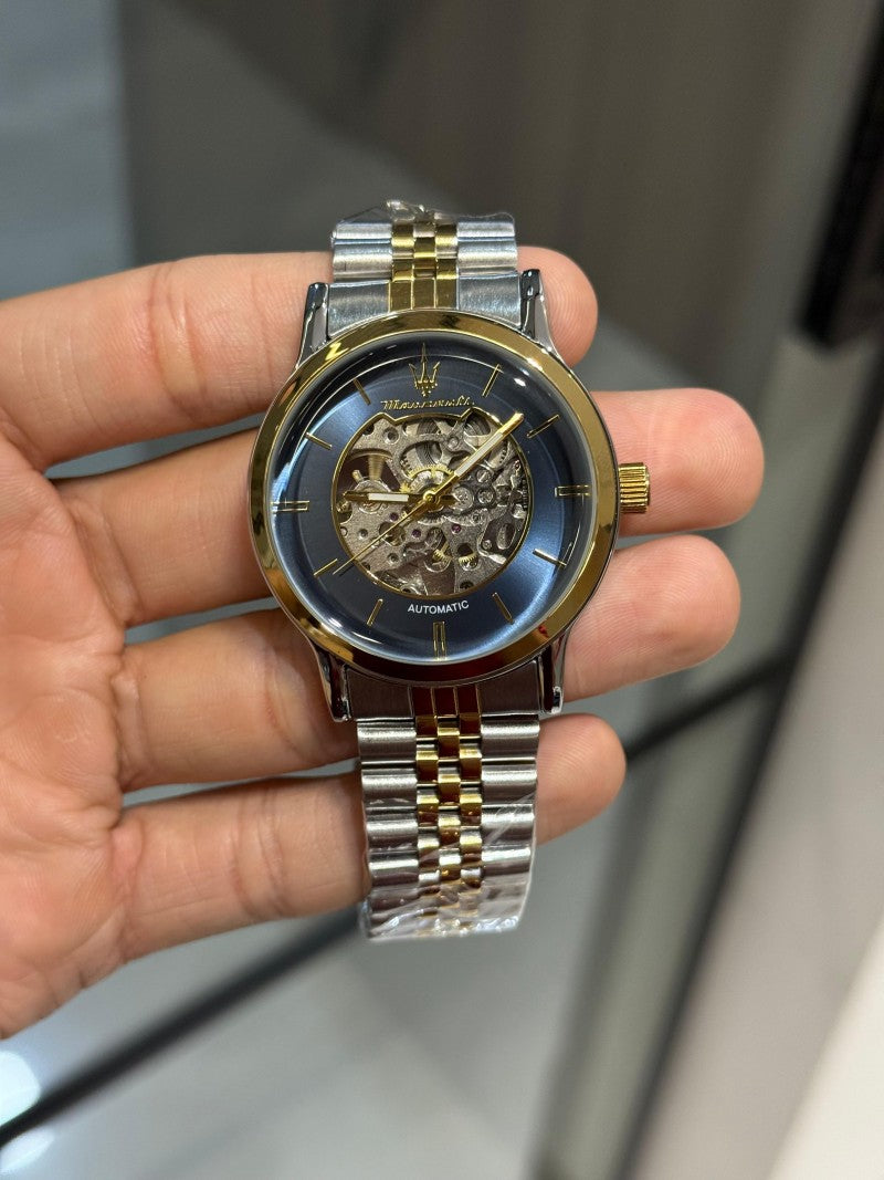 Maserat i Skeleton Automatic Two Tone Blue Dial