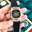 Patek Phillip e Nautilus Skeleton Silicone Rose Two Tone Black