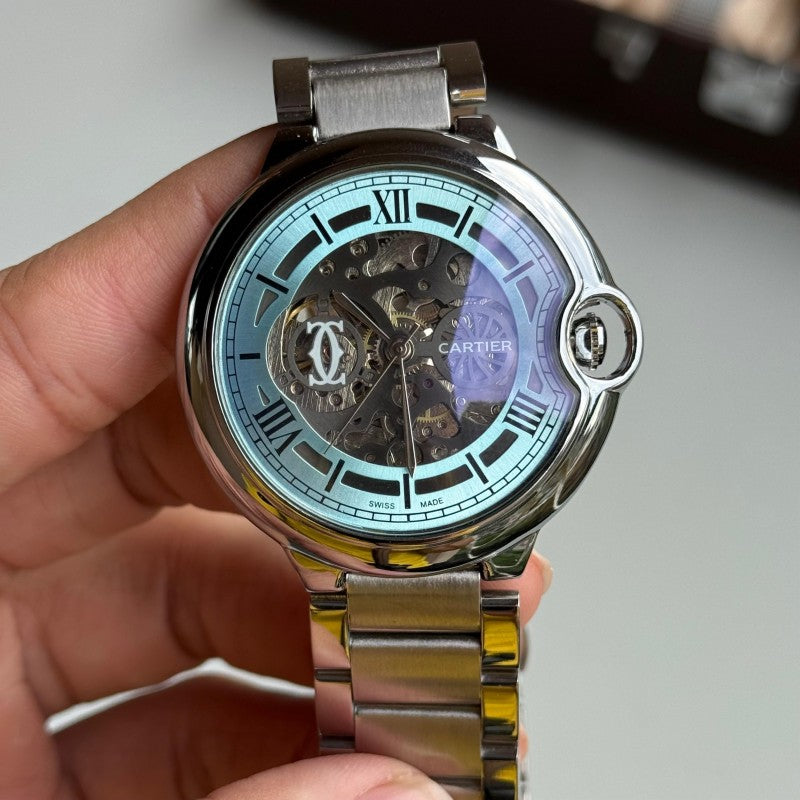Cartie r Ballon Skeleton Premium Automatic Movement Silver Tiffany Secondary image