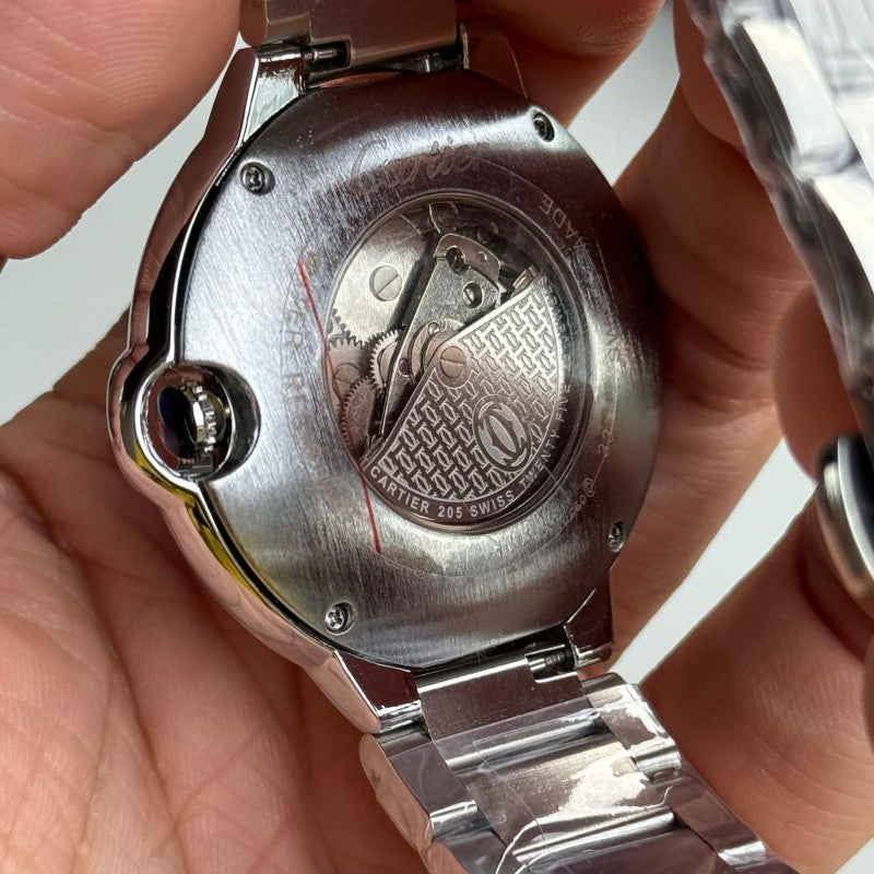Cartie r Ballon Skeleton Premium Automatic Movement Silver Black