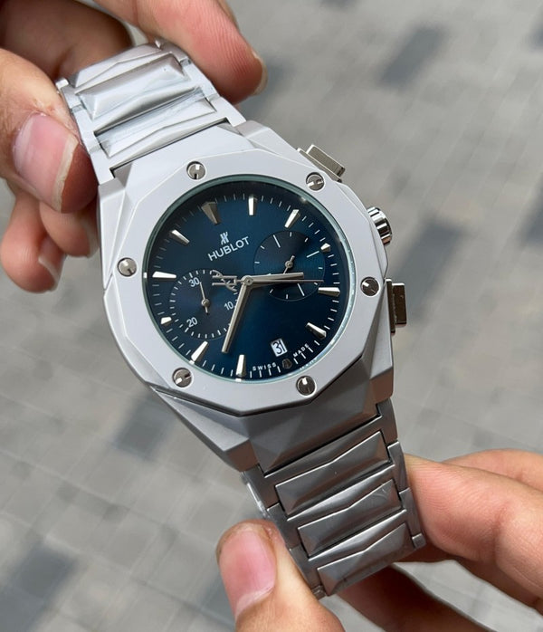 Hublo t Big Bang Chronograph Silver Blue