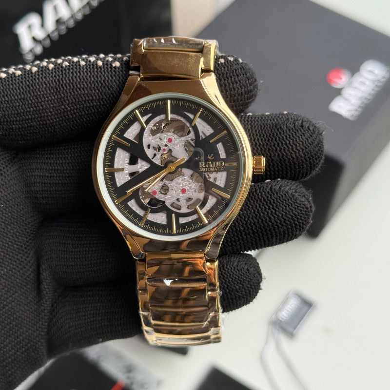 Rad o True Round Open Heart Automatic Gold
