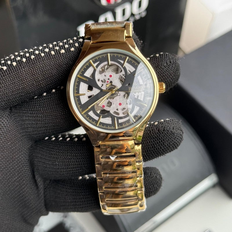 Rad o True Round Open Heart Automatic Gold