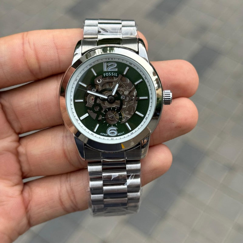 Fossi l Heritage Automatic Silver Green