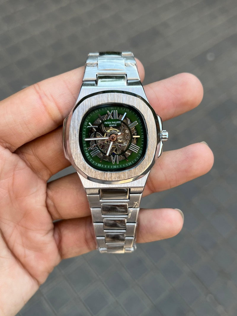 Patek Phillep e Skeleton Automatic Silver Green
