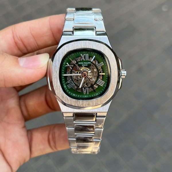 Patek Phillep e Skeleton Automatic Silver Green