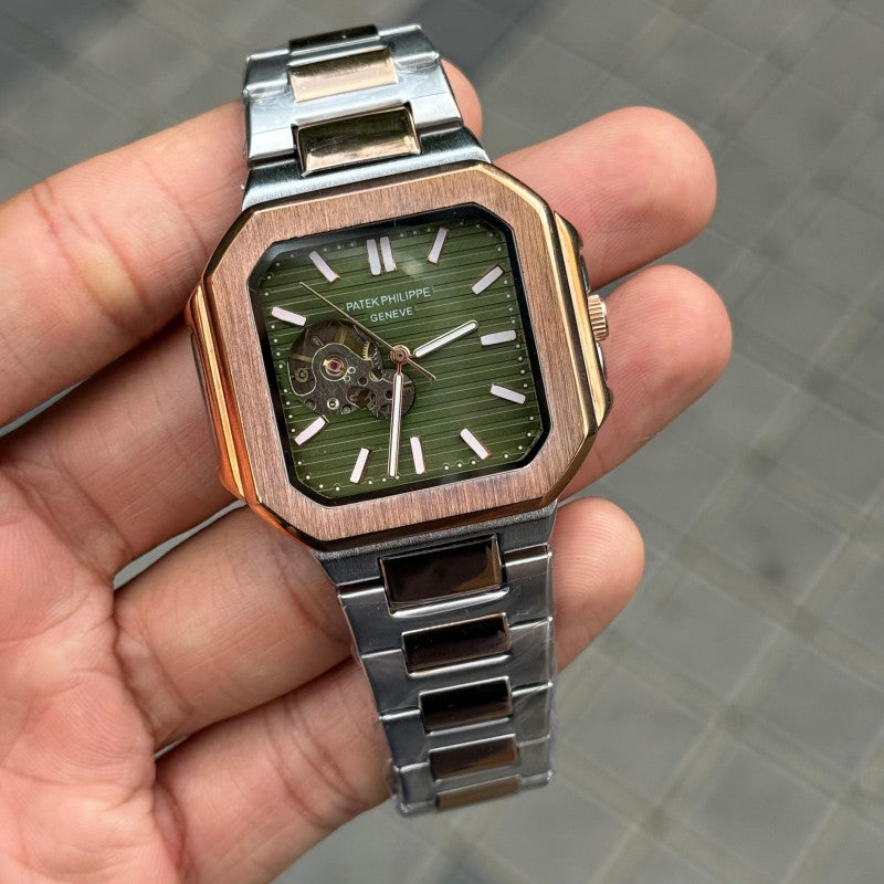 Patek Phillep e Nautilus Automatic Square Half Open Two Tone Green Dial