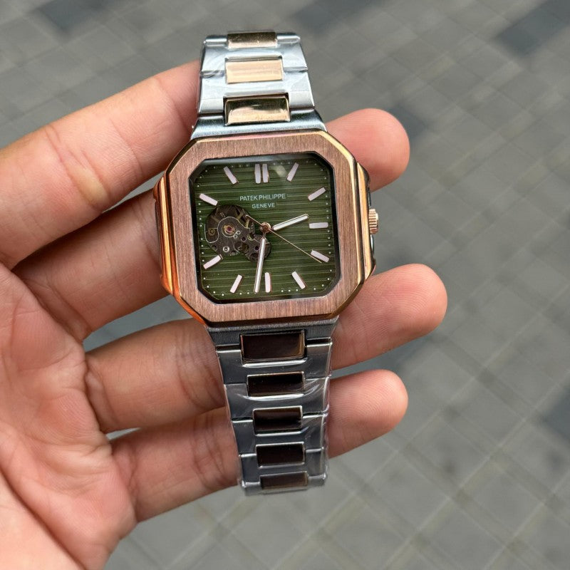 Patek Phillep e Nautilus Automatic Square Half Open Two Tone Green Dial