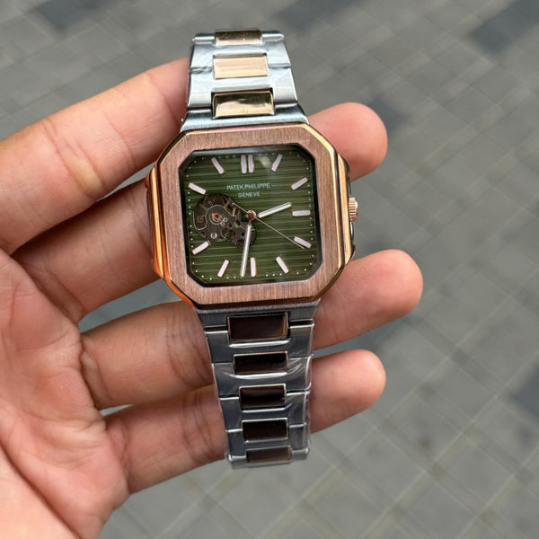 Patek Phillep e Nautilus Automatic Square Half Open Two Tone Green Dial