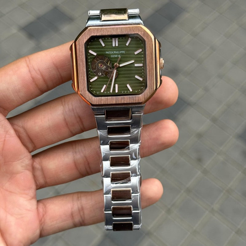 Patek Phillep e Nautilus Automatic Square Half Open Two Tone Green Dial