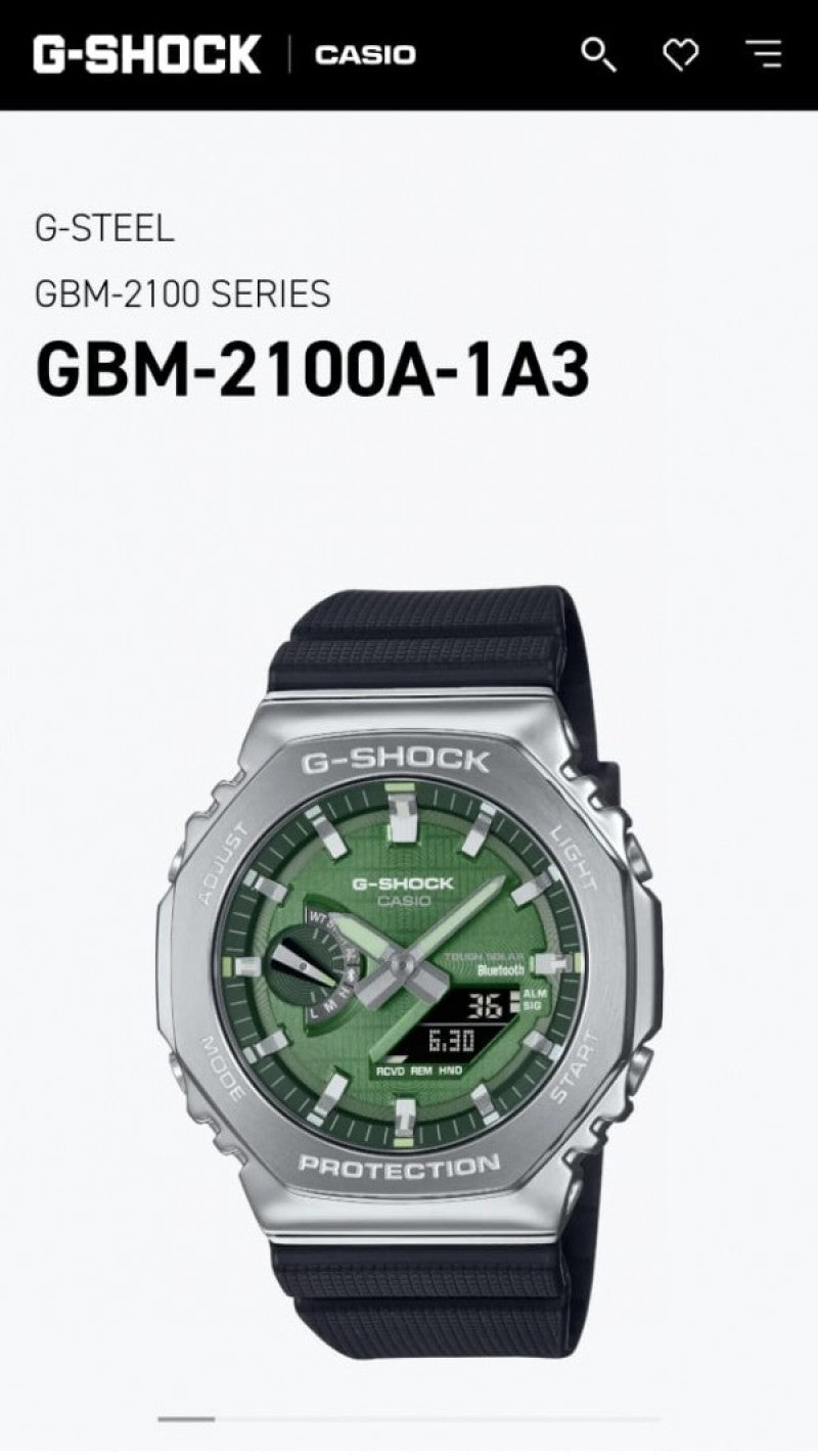 Casio G shock GM 2100 Silver Green