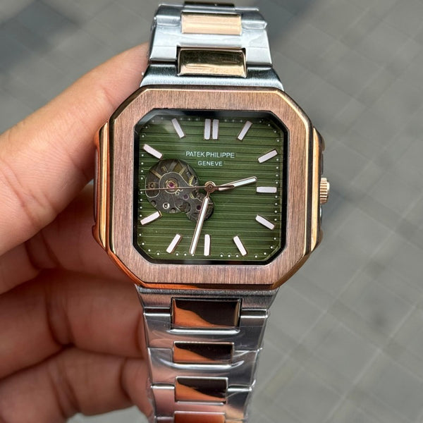 Patek Phillep e Nautilus Automatic Square Half Open Two Tone Green Dial