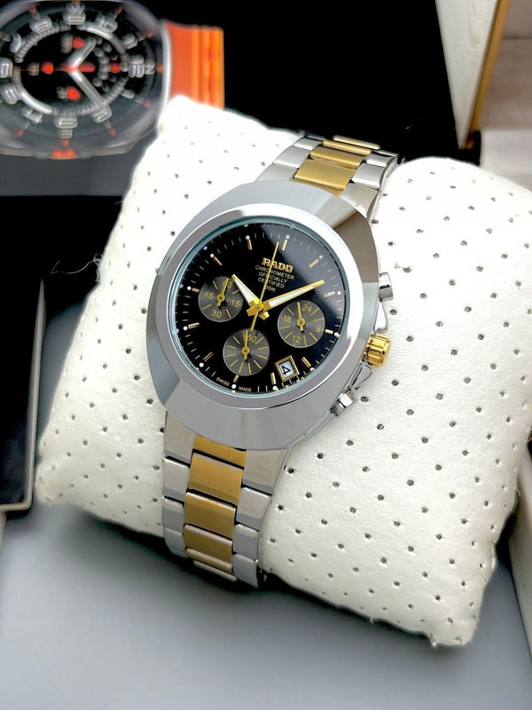 Rad o 100M Chronograph Two Tone Black Dial