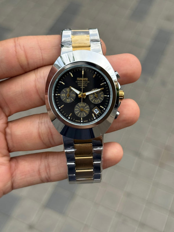 Rad o 100M Chronograph Two Tone Black Dial