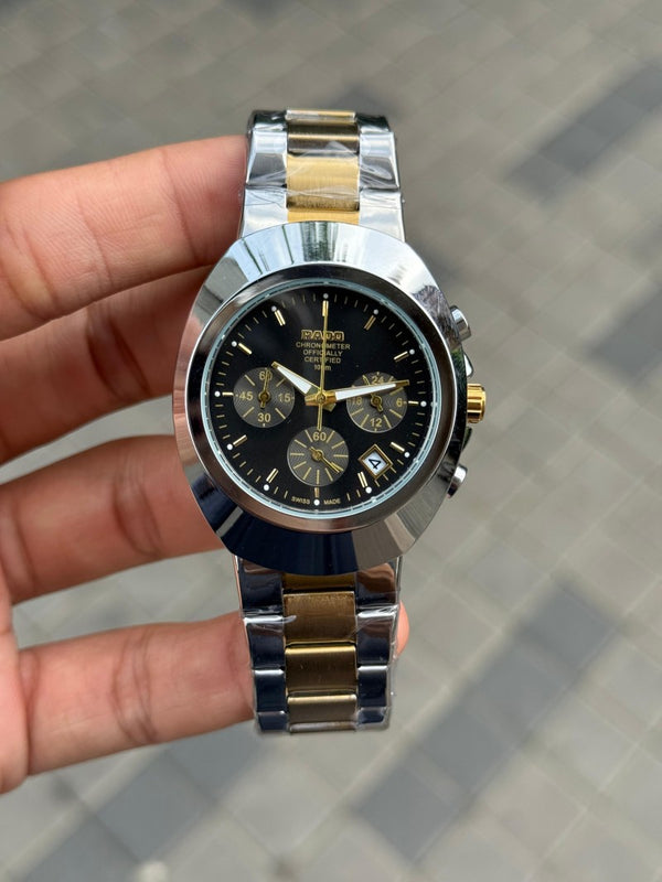 Rad o 100M Chronograph Two Tone Black Dial