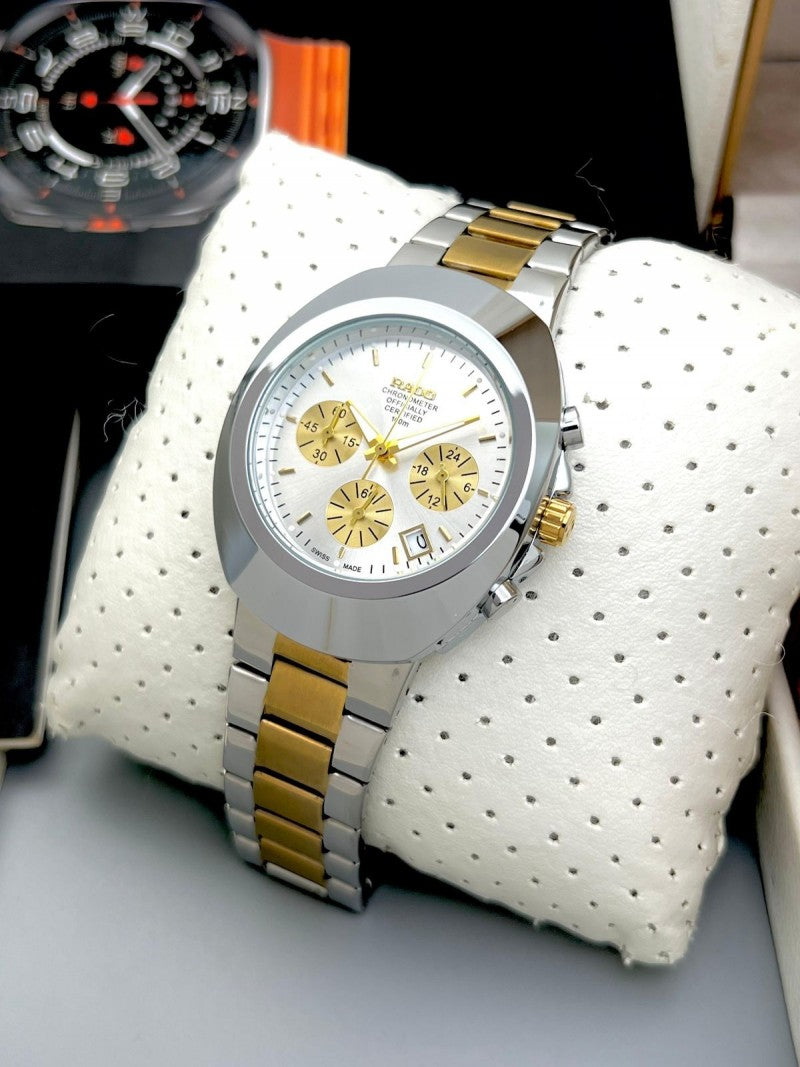 Rad o 100M Chronograph Two Tone White Dial