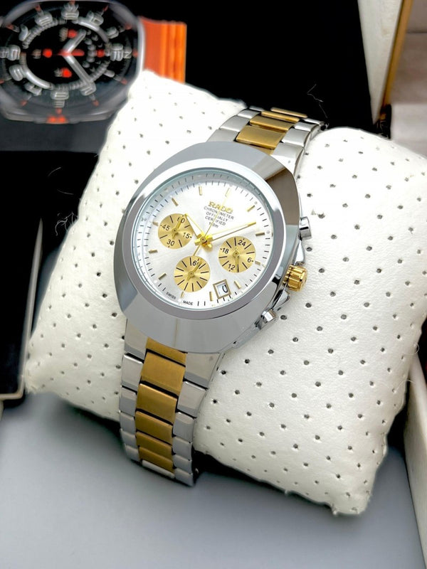 Rad o 100M Chronograph Two Tone White Dial