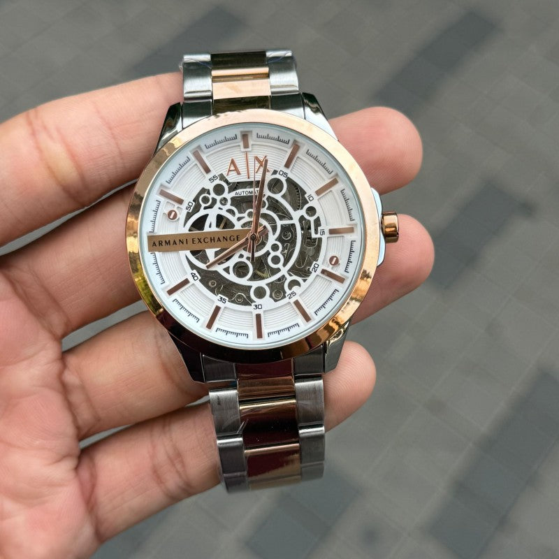 Arman i Exchange Hampton Skeleton Automatic Two Tone White Dial