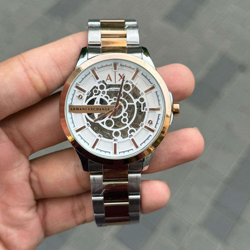 Arman i Exchange Hampton Skeleton Automatic Two Tone White Dial