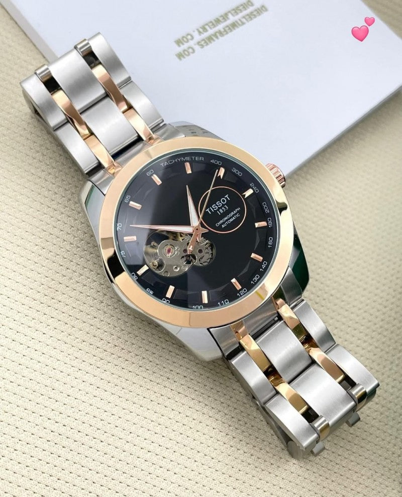 Tisso t 1853 Automatic Open Heart Two Tone Black Dial