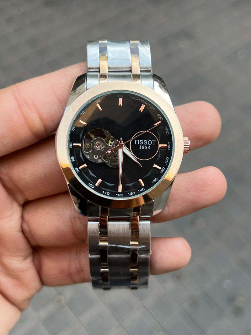 Tisso t 1853 Automatic Open Heart Two Tone Black Dial