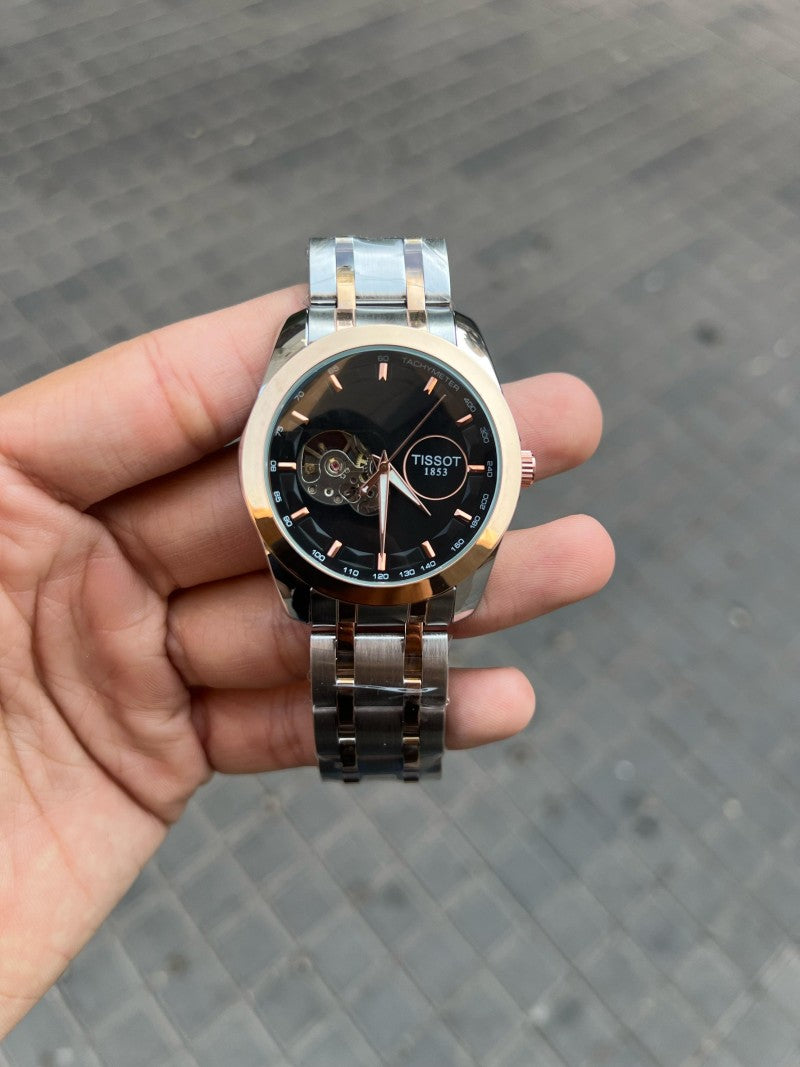 Tisso t 1853 Automatic Open Heart Two Tone Black Dial