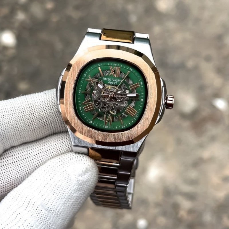 Patek Phillep e Skeleton Automatic Rose Gold Two Tone Green Dial