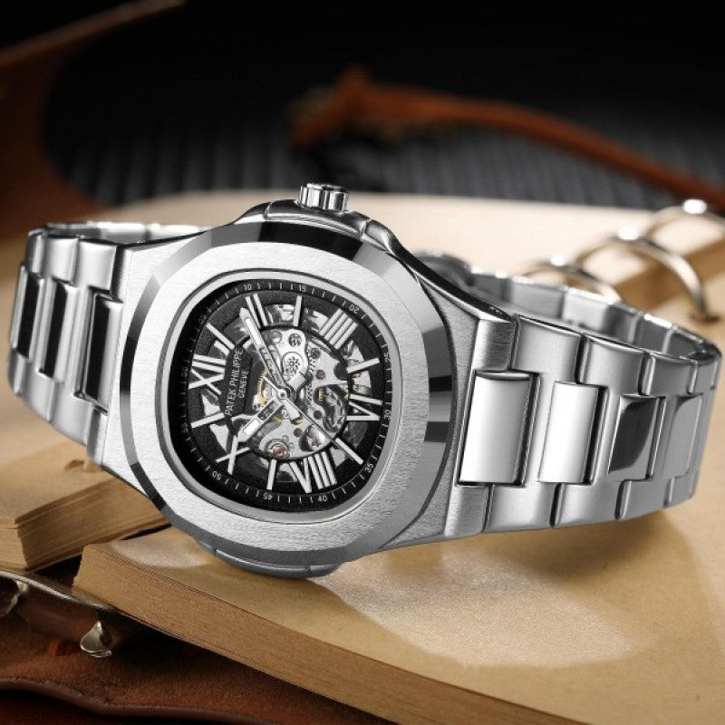 Patek Phillep e Skeleton Automatic Silver Black