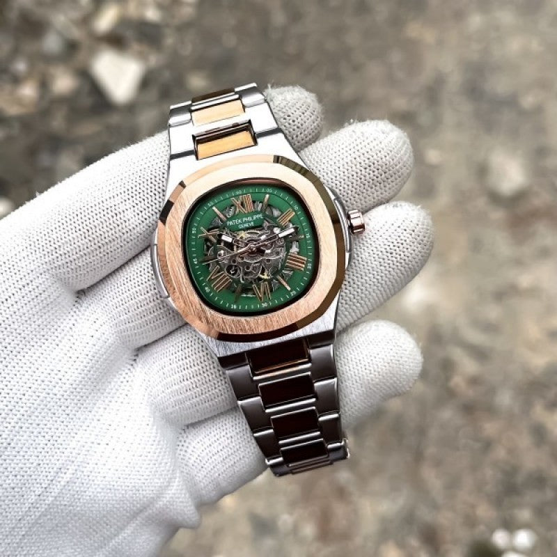 Patek Phillep e Skeleton Automatic Rose Gold Two Tone Green Dial