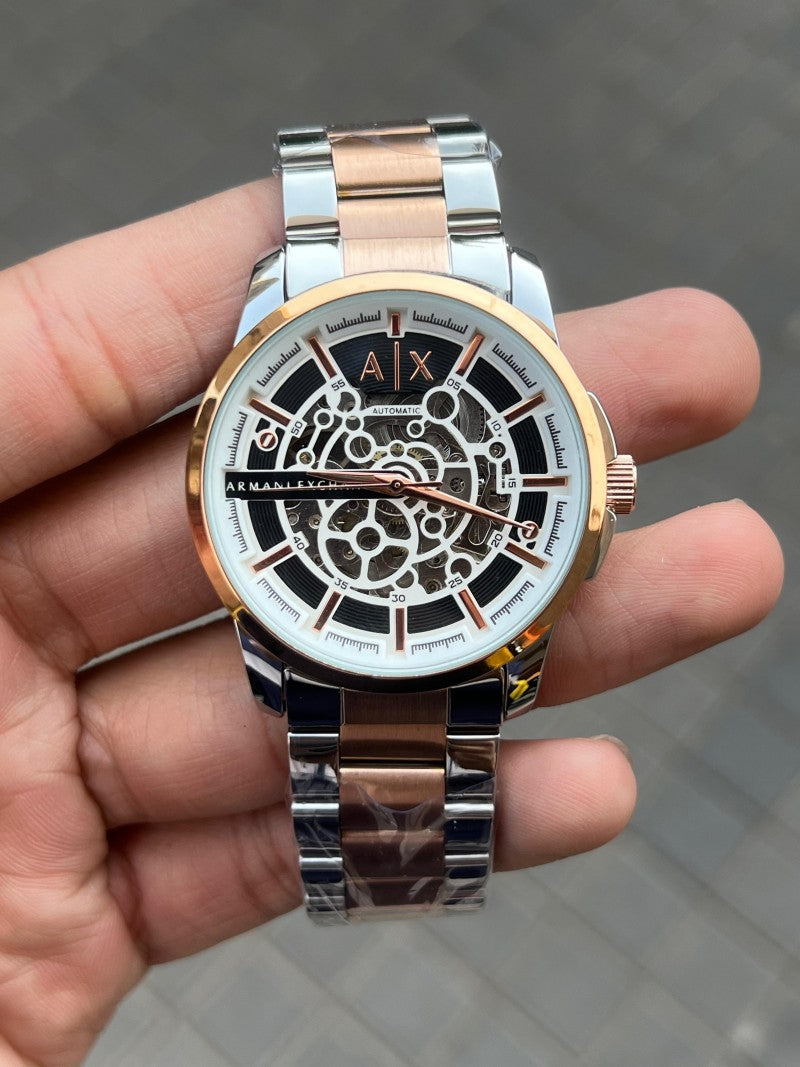 Arman i Exchange Hampton Skeleton Automatic Two Tone White Dial