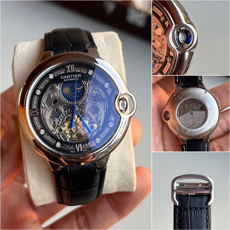 Cartie r Automatic Leather Silver Black Secondary image