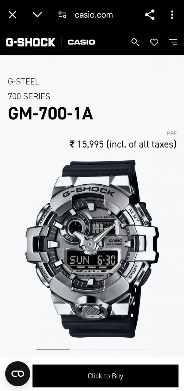 CASI O G SHOCK GM 700 1A G STEEL SERIES