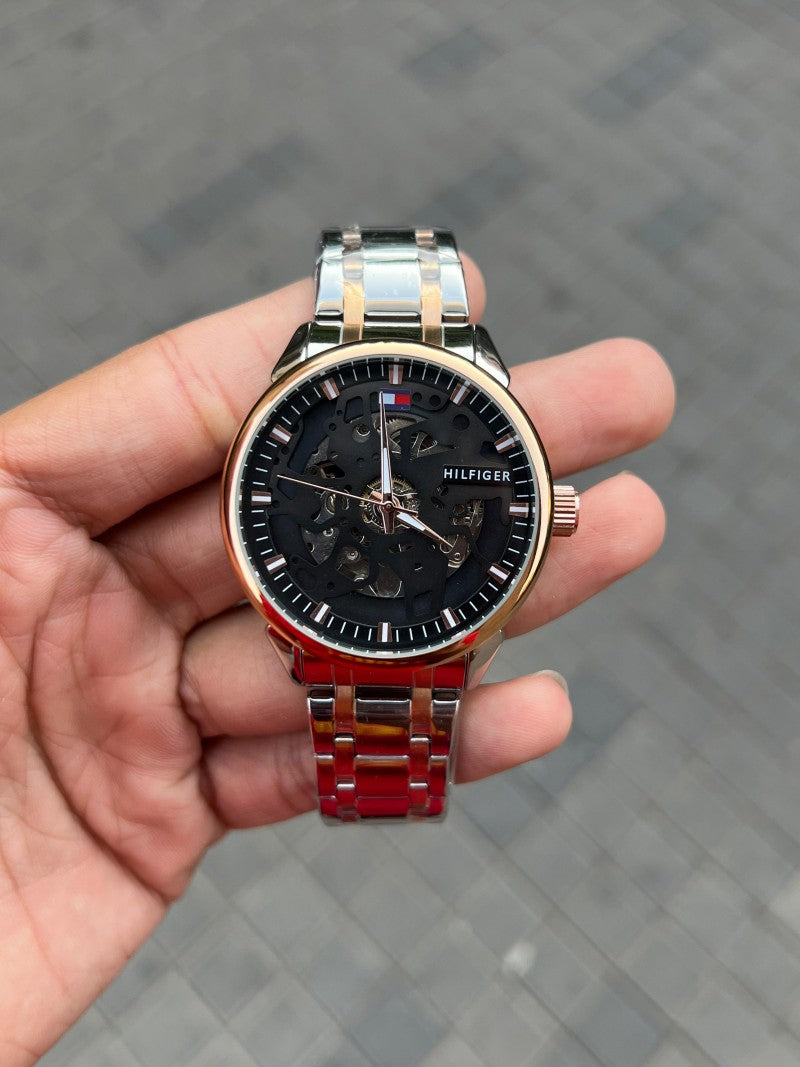 Tommy Hilfige r Chain Automatic Two Tone Black Dial