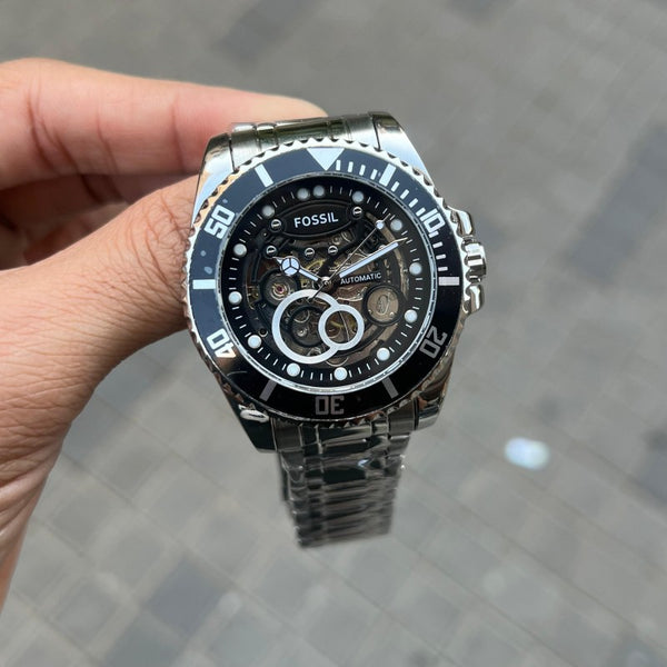 Fossi l FB 01 Automatic Skeleton Silver Black