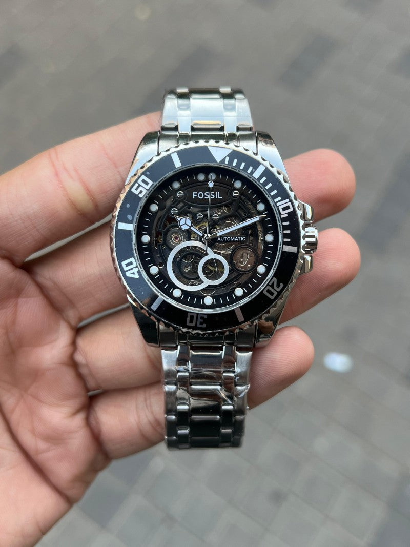 Fossi l FB 01 Automatic Skeleton Silver Black
