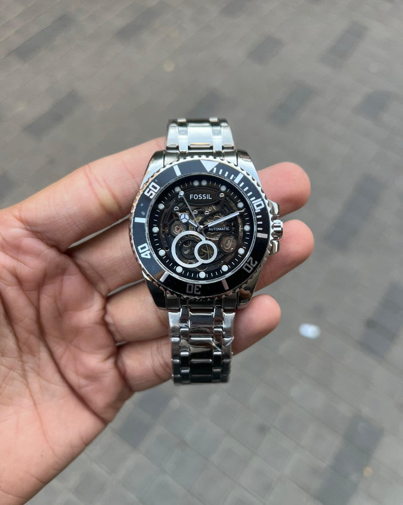 Fossi l FB 01 Automatic Skeleton Silver Black