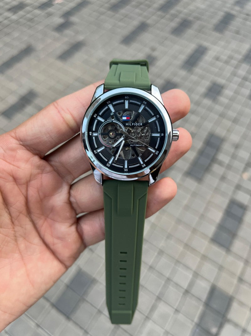 Tommy Hilfige r Automatic Silver Green Silicon Secondary image