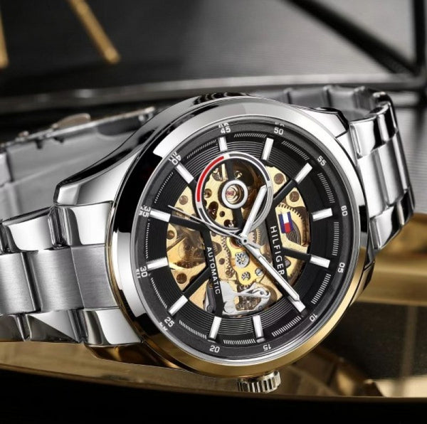 Tommy Hilfige r Automatic Chain Silver Black